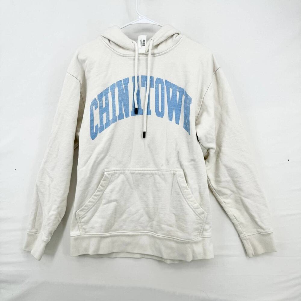 CHINATOWN MARKET Hoodie Mens Size Medium 100% Cotton White Graphic Logo Street